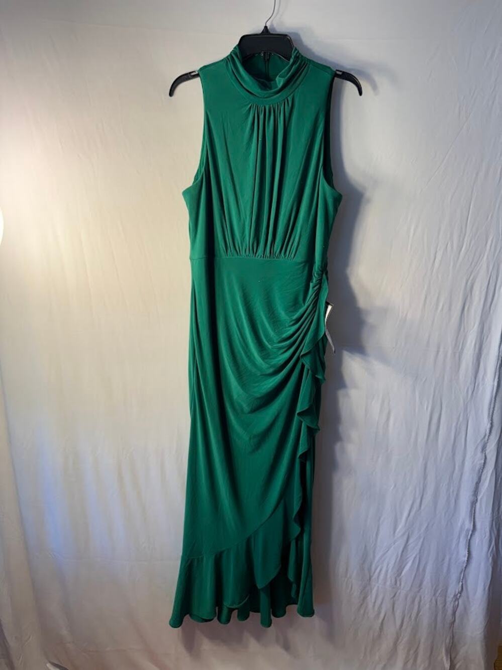 XSCAPE Womens High-Neck Ruffled-Fron Green 14